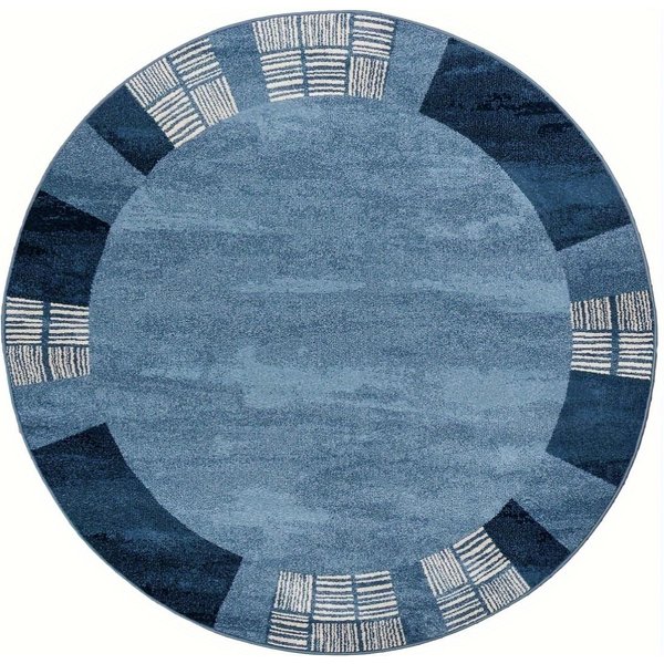 OkrąGłY Dywanik Abstract Ocean Blue – Nowoczesny Minimalistyczny AntypośLizgowy Dywanik PodłOgowy Do Wystroju Salonu I Kuchni Diameter 160Cm-image