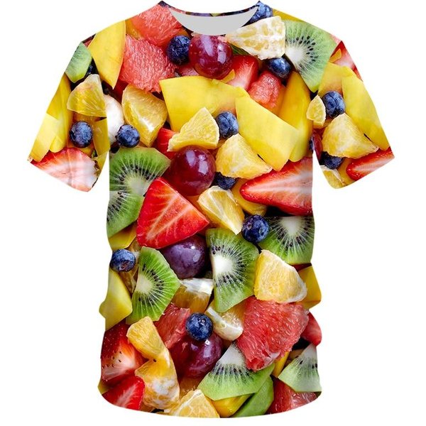 Camisetas De Moda Con Estampado De Frutas 3D Verano Hombres/Mujeres Cuello Redondo Manga Corta Camiseta Tops Casuales Oversize Streetwear Ropa Para NiñOs 2XL-image