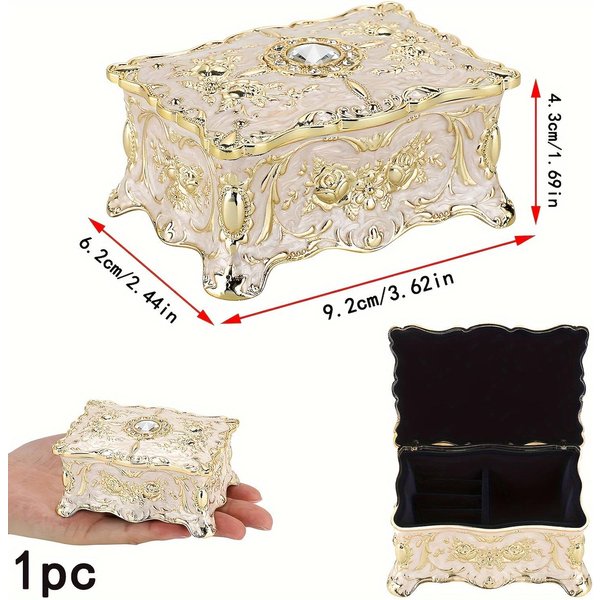 1 Organizador De Joyas Vintage - Caja De Metal Para Guardar Joyas, Caja Rectangular Para DecoracióN De Joyas, Cofre Del Tesoro 1Pc-image