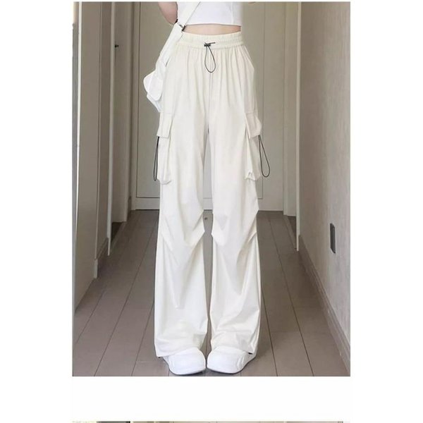 Pantalones De Trabajo De Secado RáPido Para Mujer En Primavera Y OtoñO Nuevos De Cintura Alta Con Pie De ParacaíDas Deportivos Y Casuales De Pierna Ancha XXL-image
