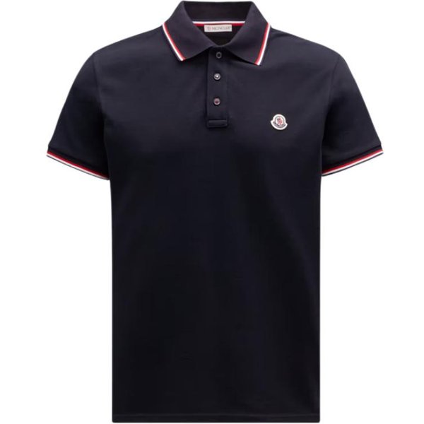 Moncler SS25 Logo Casual Simple Camisa Polo De Manga Corta Hombre Camisas Polo Azul Oscuro K1-091-8A70300-84556-77X M Black-image