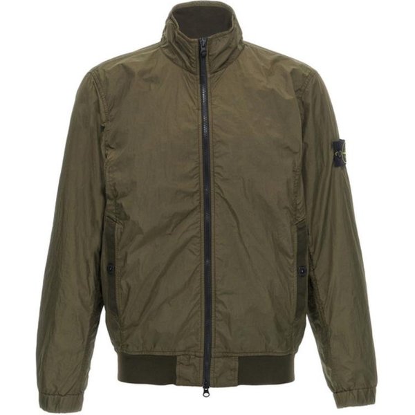 Stone Island SS25 Insignia Cuello Alto Cremallera Manga Larga Chaqueta De Piloto Chaquetas Hombre Oliva K1S1541000-37S0A23-V0054 XXL Gray-image