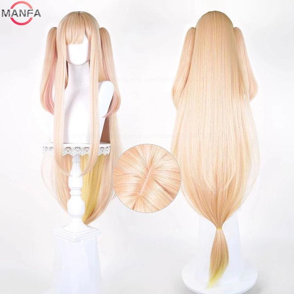 Peruka Do Cosplayu Kaguya Kosmiczna KsiężNiczka Kaguya Peruka Odporna Na CiepłO Syntetyczne Peruki Anime + Czepek Pod Perukę Beige-image