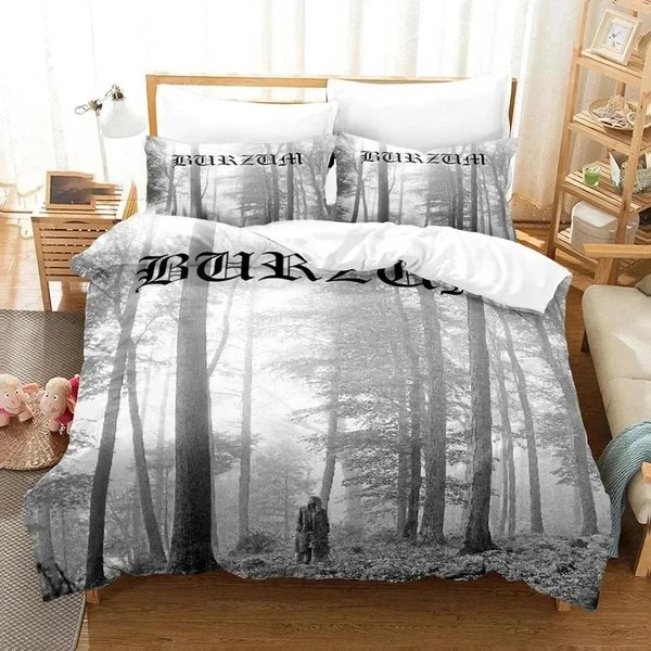 Juego De Ropa De Cama Burzum Impreso En 3D Funda NóRdica Juego De Cama Funda De Colcha Funda De Almohada Colcha TamañO King Queen Juego De Ropa De Cama Para NiñOs Adultos 70X133Cm 2Pcs-image
