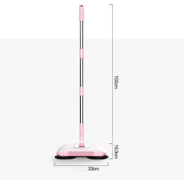 Escoba Aspiradora 2 En 1 De Alta Eficiencia Potente Aspiradora Manual Barredora De Empuje Manual Mopa MáQuina De Limpieza Rosa Con Color Rosa-image