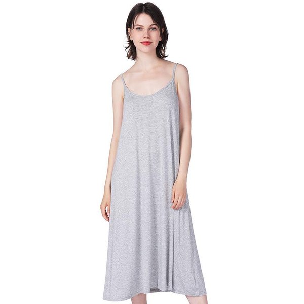 Camisones De Talla Grande Para Mujer, Camisones De Verano De Modal Con Tirantes Finos, Camisones De Longitud Media, Ropa De Dormir De Gran TamañO Para Mujer 7XL White-image