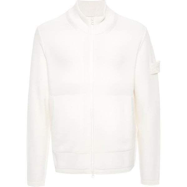 Stone Island Jednolita Kurtka MęSka Dopasowana Z Zamkiem I StóJką DłUgi RęKaw BiałA 8015541FA-V0099 XL White-image