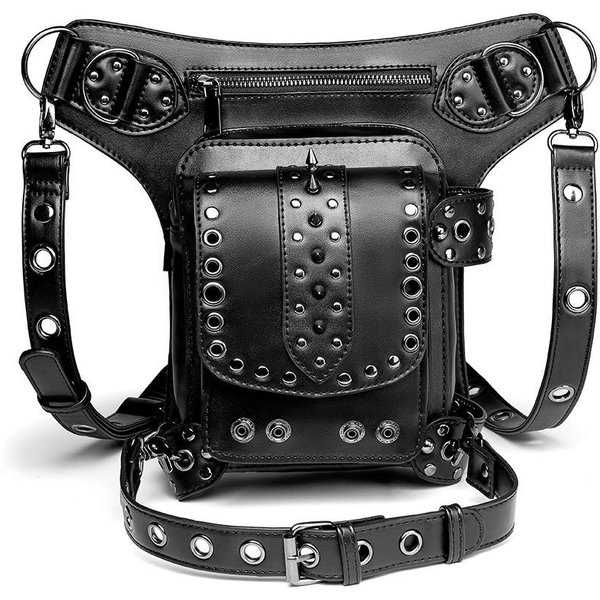 Europejska I AmerykańSka Punkowa Damska Torba Na Jedno Ramię Typu Crossbody, Modna Torba Na Telefon KomóRkowy Na ZewnąTrz Z Nitami Czarny-image