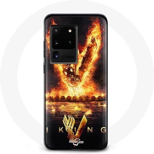 Funda - Vikings - Samsung Galaxy S20 Ultra - Logo V Espada De Fuego - Negro - ProteccióN RíGida Negro-image