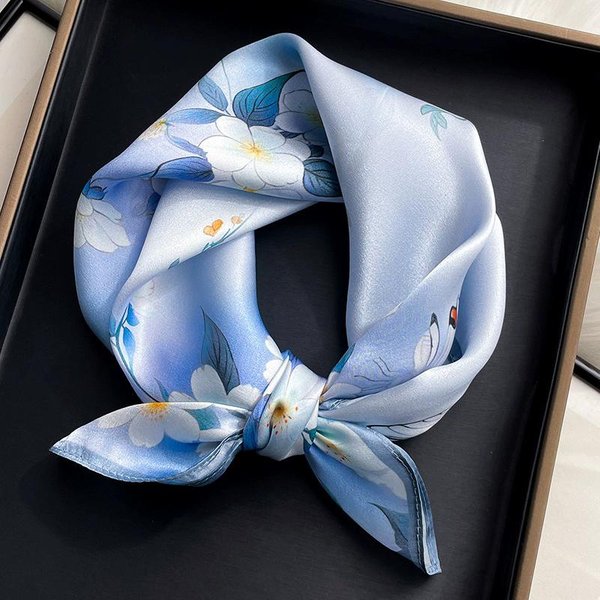 Jedwabny Szalik Damski Kwadratowy Na Szyję Opaska Na GłOwę Chusty Bandana Modny HidżAb Szale Poncho Szale Pashima Damski Foulard 53Cm Real Silk 53X53Cm-image