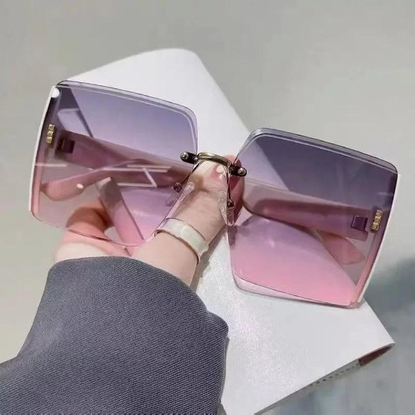 Nuevas Gafas De Sol Cuadradas Vintage Para Mujer, Gafas De Sol CláSicas Retro Con Espejo Degradado Sin Marco, Gafas De Sol Sin Montura A La Moda Para Mujer As Picture Verde-image