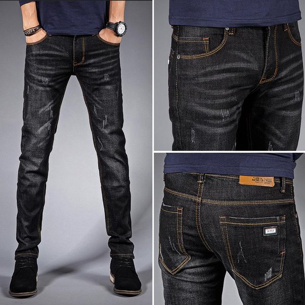 Pantalones Vaqueros Para Hombre, Pantalones Vaqueros Informales Para Hombre, Pantalones EláSticos Ajustados, Pantalones De Moda Coreana 32-image