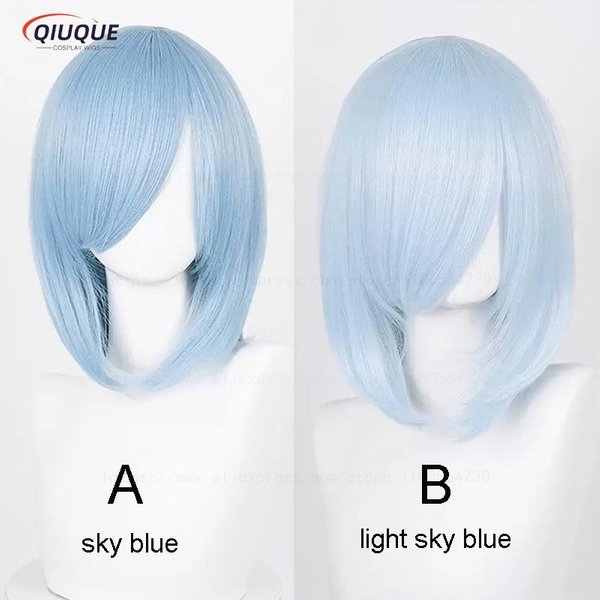 54 Kolory 40CM Peruka Cosplay ŚRednia Grzywka Podstawowa Czarny BiałY Czerwony RóżOwy Zielony BrąZowy ZłOty Niebieski Odporna Na CiepłO WłOsy Peruki Anime + Czepek A-image