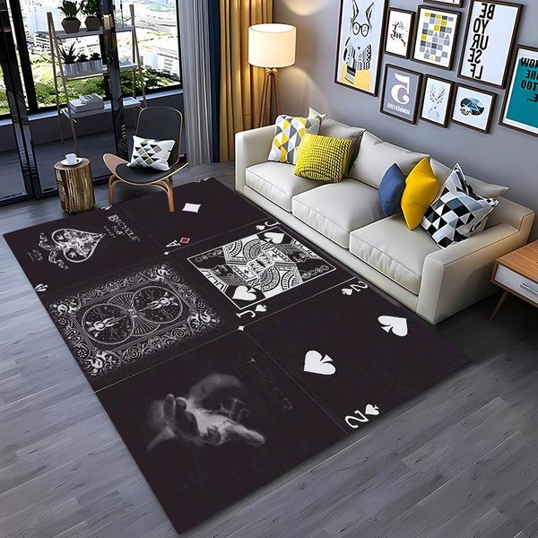 Dywan Z Motywem Pokera AntypośLizgowy MięKki Dywanik Do Salonu Sypialni Przedpokoju DłUgi Pas Alfombra WystróJ Domu 80*120Cm-image