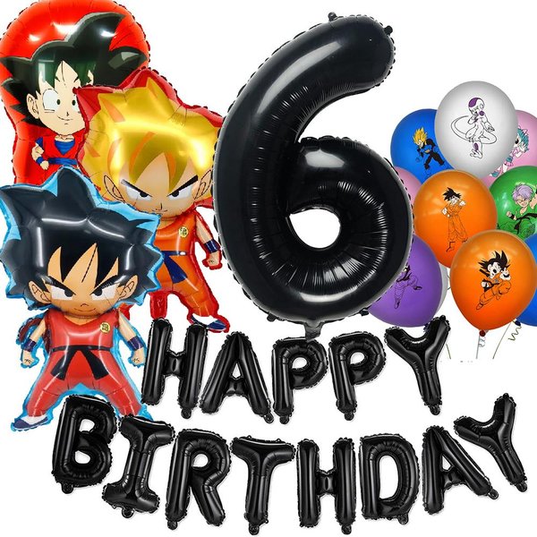 Dragon Ball Dekoracje Urodzinowe Figurka Goku Naklejki Balony Jednorazowe Naczynia Obrus SłOmki Talerze Akcesoria Na Baby Shower-image