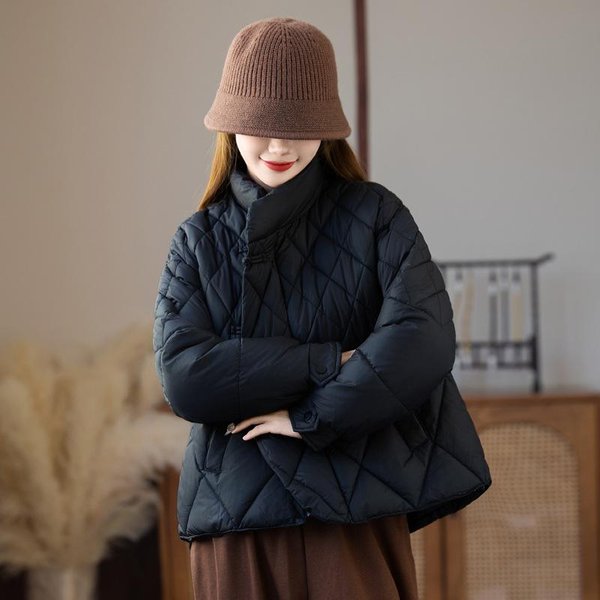 Chaqueta Ligera De AlgodóN Acolchado Para Mujer Chaqueta De Invierno Para Mujer Abrigo Acolchado De AlgodóN Ropa Holgada Parkas Outerwear M Negro-image