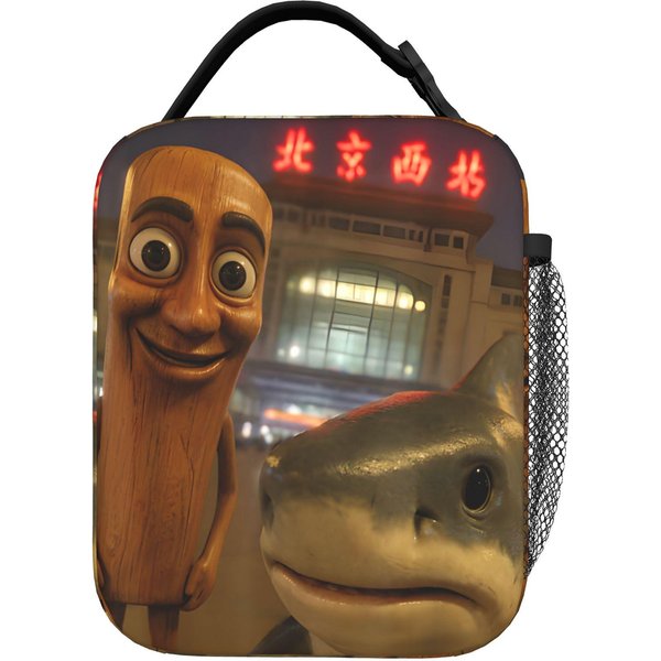 Tung Tung Tung Sahur - Brainrot WłOski Mem Izolowane Torby Na Lunch PrzenośNe Pojemnik Na Lunch Torba ChłOdząCa PudełKo Na Lunch Torba Tote Torba Na Jedzenie One Size Black-image