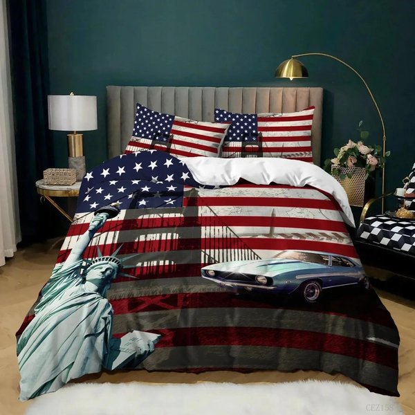ColeccióN De Fundas NóRdicas Bandera Nacional TamañO King Creativa ColeccióN De Ropa De Cama Bandera Americana Para Adolescentes Adultos Microfibra Individual Doble Funda De EdredóN AU Queen(210X210Cm)-image