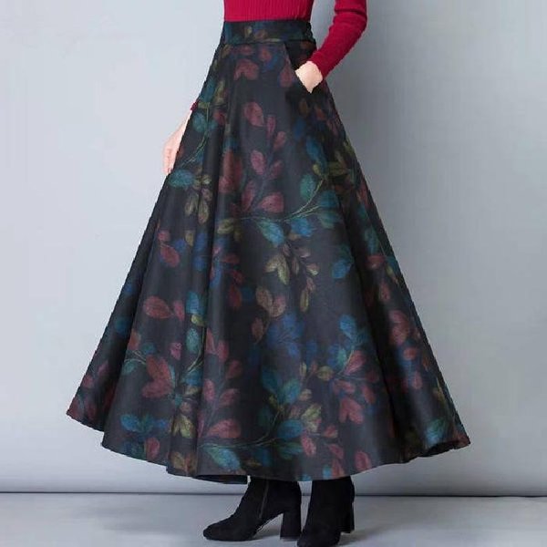 Damska SpóDnica Tweedowa Na Jesień I Zimę, Do PołOwy łYdki, Elegancka SpóDnica W KształCie Litery A Z Wysokim Stanem 2XL Gray-image