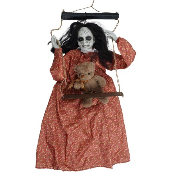 MuñEca Fantasma Activada Por Voz Con Ojo Luminoso Para Porche JardíN Patio DecoracióN De Halloween Aterradora Para Interiores Y Exteriores 1 Black-image