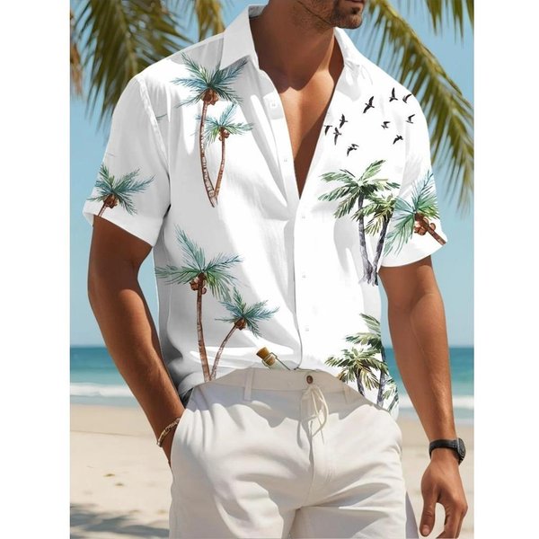 Camisa Hawaiana Urbana Para Hombre Verano Hombre Manga Corta Fresca Estampado De Playa Transpirable Ligera Casual Moda Tops XL-image