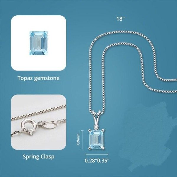 100%925 Srebro Sterlingowe 7 * 9Mm Topaz Wisiorek LśNiąCy Ametyst Kamień Wisiorek Naszyjnik Dla Kobiet Prezenty Rocznicowe BiżUteria Fine Blue-image