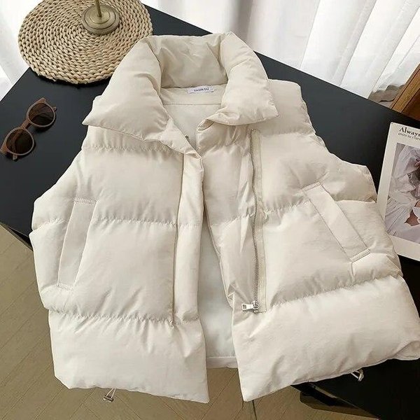 Abrigos Elegantes Con Cuello Levantado Para Mujer, Prendas De Vestir Exteriores CáLidas, CinturóN Informal Sin Mangas, Chalecos De Invierno, Chaquetas XXL Blanco-image