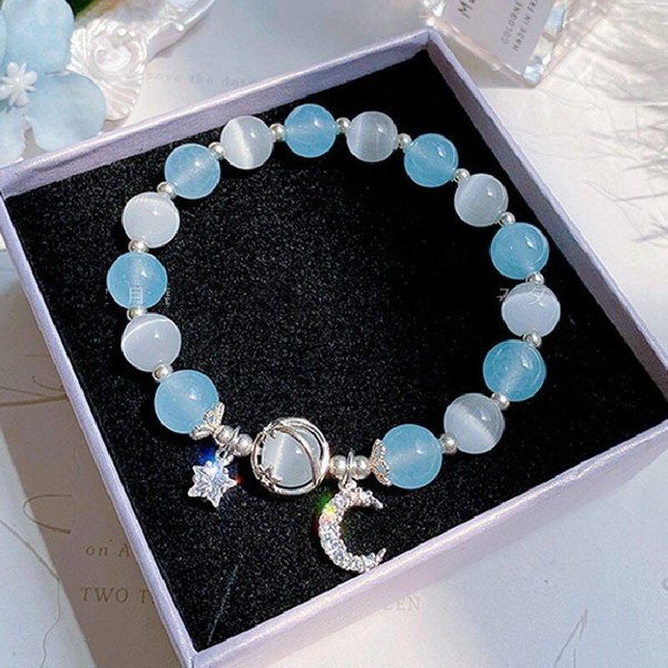 Pulsera Ojo De Gato Mariposa Para Mujer, DiseñO Nicho Imitando Azul Mar, Gris Tesoro, Pulsera De Cristal Luz De Luna, Regalo Para Novia Gray-image
