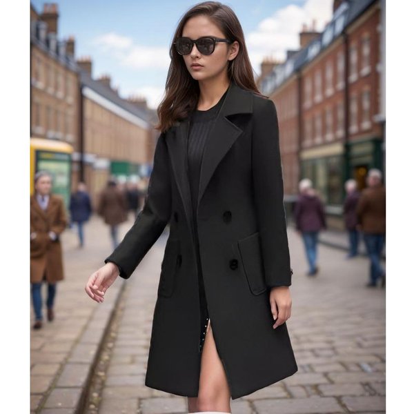 Jesień I Zima WygląD Cienki Moda Temperament DłUgi Talia WełNiany PłAszcz PłAszcz XXL Gray-image