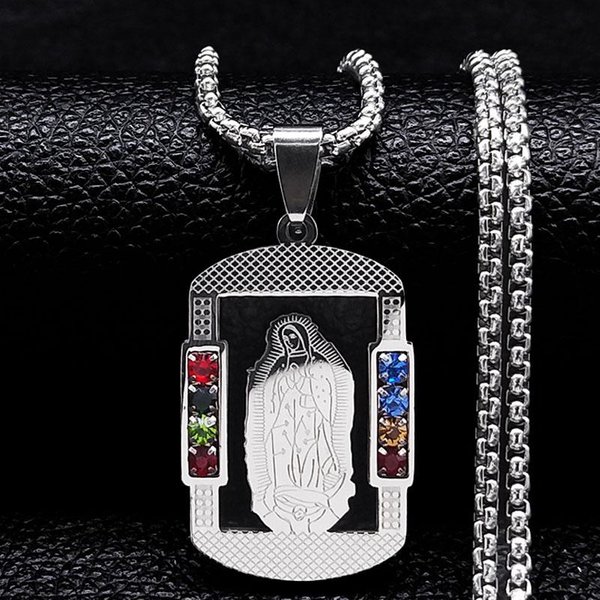 Collar Colgante De Acero Inoxidable Color Mixto Cristal San Benito Collares Cristianos JoyeríA San Benito N6571SR-image