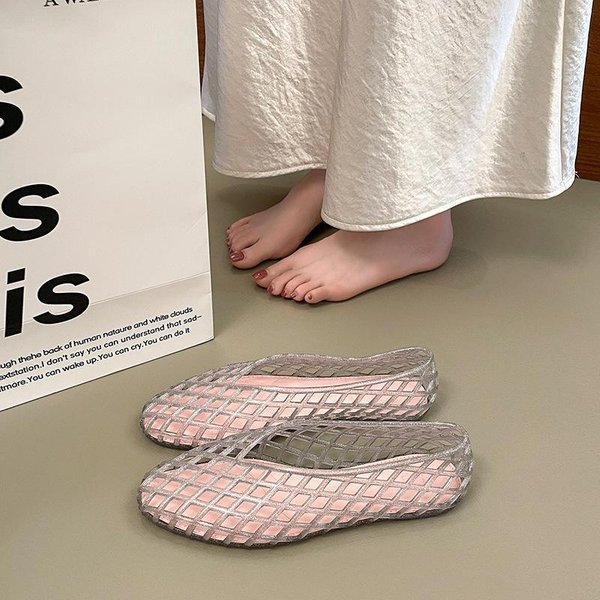 Damskie Letnie PłAskie ŻElkowe SandałY Siateczkowe Wycinane Szpiczaste Wsuwane Buty Wygodne OddychająCe KryształOwe Codzienne PlażOwe 36-image