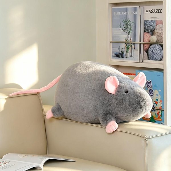 Symulacja Mysz Pluszowa Poduszka Wypchane MięKkie ZwierząTka Lalki Realistyczna Zabawka Szczur Poduszka Na Kanapę Kawaii Zabawka Do Wystroju Domu Prezent 45Cm-image