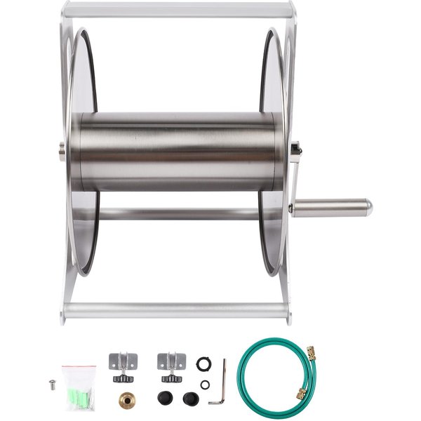 Kit De Soporte Para Carrete De Manguera De JardíN Montado En La Pared PortáTil AutomáTico Soporte De Almacenamiento De Tubo De Agua Herramienta De Enrollado( Blanco-image