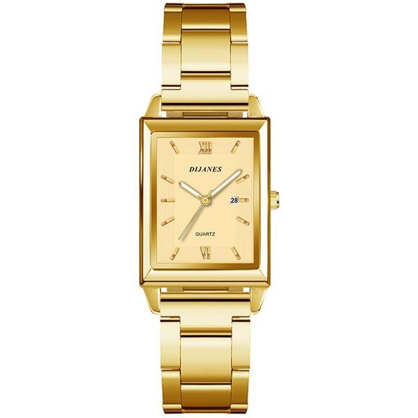 Nowy Kwadratowy Zegarek MęSki ZłOty Pasek Ze Stali Nierdzewnej Biznesowy Zegarek Kwarcowy Casual Data Watch Top Marka Luksusowy Zegar-image