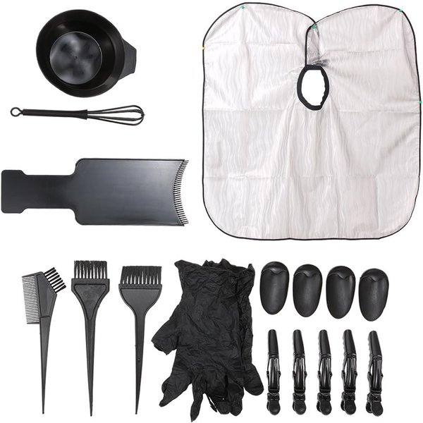Kit De 18 Piezas Para Mezclar Color De Cabello, Juego De ColoracióN Del Cabello, Herramientas De SalóN, Tabla Para TeñIr El Cabello, Capa, Cepillo Para TeñIr Negro-image