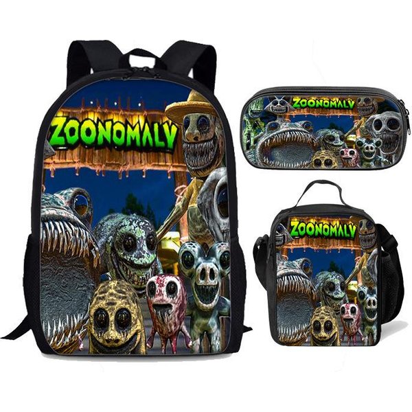 Lujo Popular Novedad Divertido Zoonomaly ImpresióN 3D 3 Uds/Set Alumno Mochilas Escolares Mochila Para PortáTil Mochila Mochila Para El Almuerzo Estuche-image