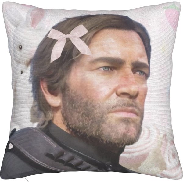 Poszewka Na Poduszkę Meme Z Arthurem Morganem Poliestrowa Poszewka Na Poduszkę Prezent RDR2 Poszewka Na Poduszkę Dekoracyjną Domowa Kwadratowa 40X40Cm 45X45Cm-image