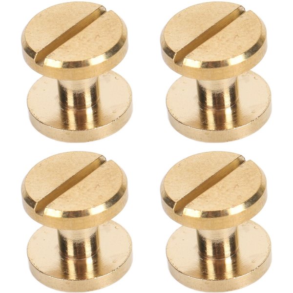 50 Zestaw NitóW WiążąCych OkrąGłA PłAska GłóWka Nity ŚRubowe Z Rowkiem Do SkóRy Introligatorstwa RzemiosłA DIY 10X4Mm / 0.39X0.16In Beige-image