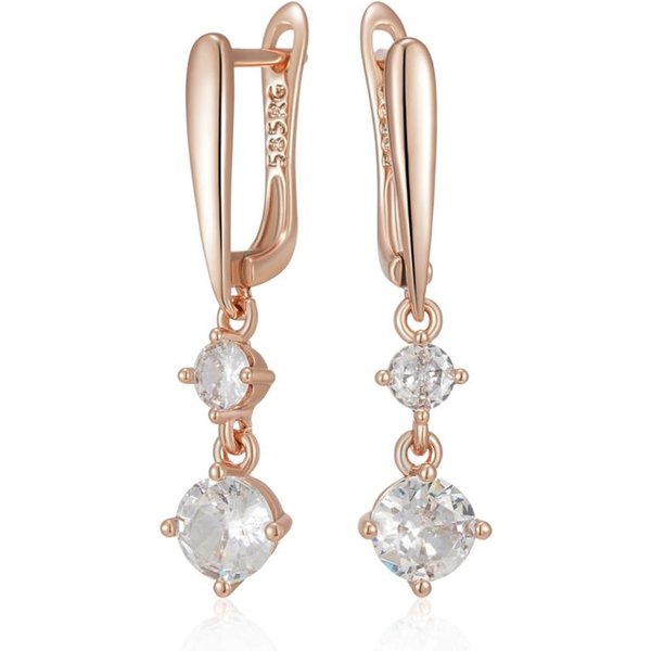 Pendiente De Gota Kienl Simple Brillante De Zirconia Natural Para Mujer Lujo Color Oro Rosa Pendiente Largo JoyeríA Diaria De Alta Calidad-image