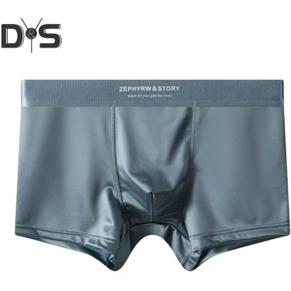 Ropa Interior BóXer Para Hombre Alta Elasticidad Transpirable Corte 3D U-Convexa Suave Seda De Hielo SatéN Calzoncillos Panties Color SóLido Sin Costuras L Gray-image