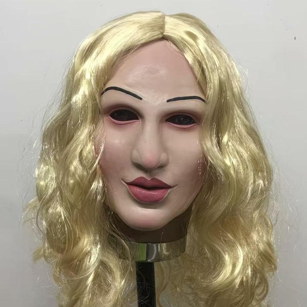 PięKna Damska Maska Lateksowa Na Pół Twarzy, W Zestawie Peruka. Adult Size RóżOwy-image