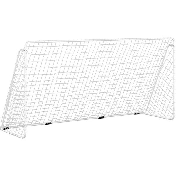 PorteríA De FúTbol Con Red Blanca 366 X 122 X 182 Cm Acero-image