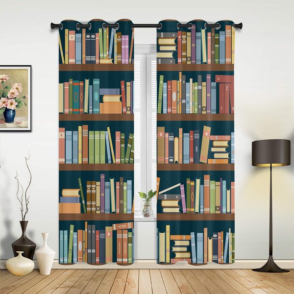 Zabytkowe RegałY Biblioteczne, Firanki Do Sypialni, Salonu, Kuchni, Pokoju DziecięCego, ZasłOny Okienne, Nowoczesny WystróJ Domu W60H60(Cm)X2Pcs&Grommet Top-image