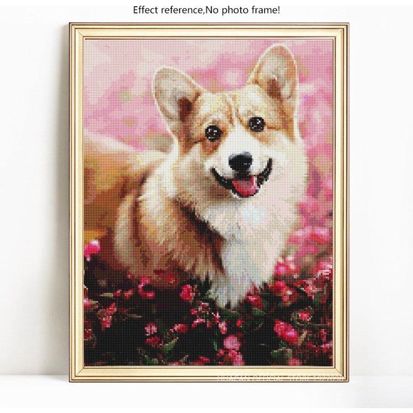 5D DIY Pintura De Diamante Redondo Completo Animal Perro Rhinestone Imagen Bordado Venta Diamante 20X30-image