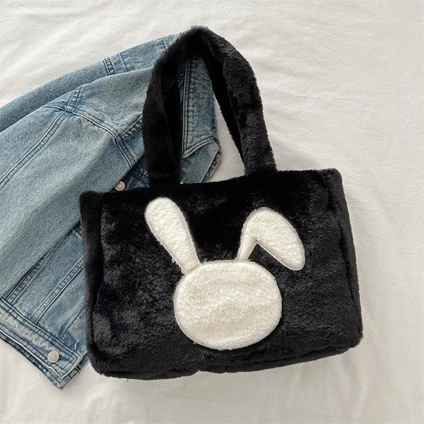 Lindo Bolso Tote De Felpa De Gran Capacidad Para Mujer Nueva Tendencia De Moda Bolso De Hombro Bolso De Mano Casual Simple-image