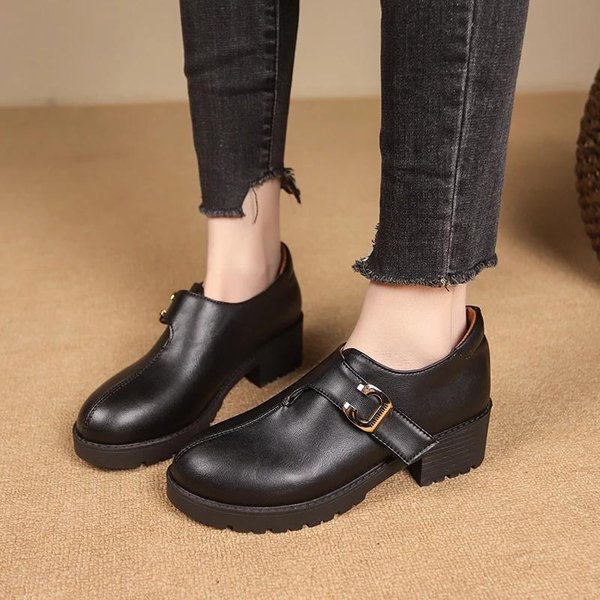 GorąCa Wyprzedaż Damskie Buty Klamra Paska Damskie Wysokie Obcasy Moda OkrąGłY Czubek Biuro I Kariera Nowe DużY Rozmiar Jednolite Obcasy Kobiety 43 Brown-image