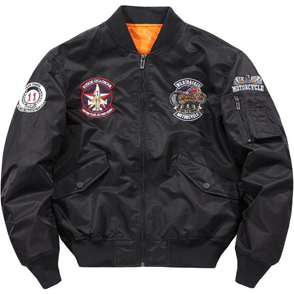 Kurtka Typu Bomber MęSka Na Wiosnę I Jesień, Wojskowy Kombinezon, Haftowana Odzież Baseballowa, MęSki Sportowy PłAszcz, Trend XL Black-image