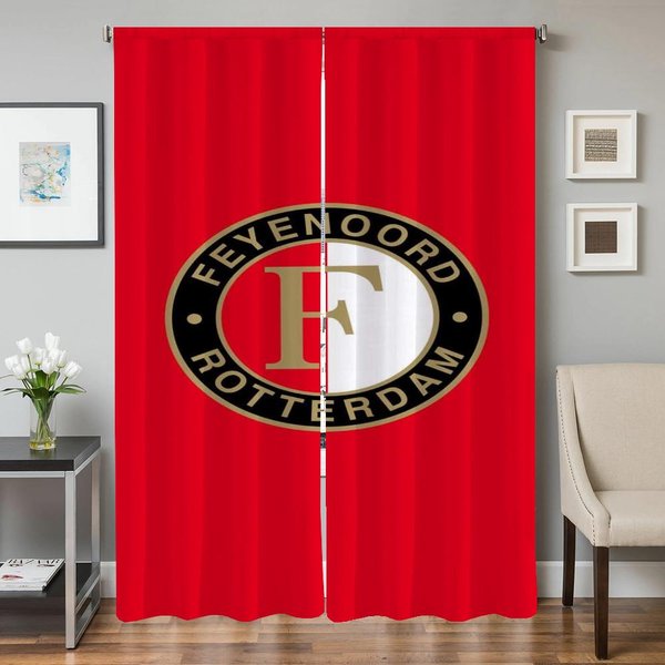 Cortinas De Ventana Cocina Para Sala De Estar 2 Piezas Cortinas Opacas Cortina De Puerta F-Feyenoord-D Fc ParticióN DecoracióN De Dormitorio W50Xh70Cmx2Pcs-Cl-image