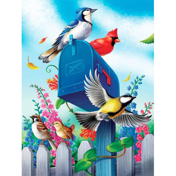 ArtesaníA Bordada Diamante Bordado PáJaros De Primavera BuzóN Pintura De Bordado De Diamante 5D Diamante 20X30CM-image