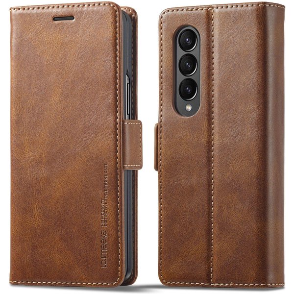 SkóRzane Etui Biznesowe Na Samsung Galaxy Z Fold 8 Ultra 7 6 5 4 3 Z Fold7 Magnetyczne Klapka Ochronna Slot Na Karty Portfel Pokrowiec Na Telefon Galaxy Z Fold 5 BrąZowy-image